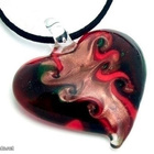 1086 .. Murano Lampwork Taidelasi Sydän .. Kaulakoru - pikkukuva 5