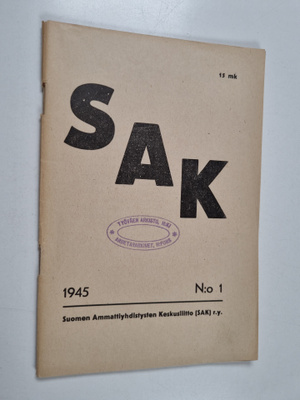 SAK:n järjestölehti no 1/1945