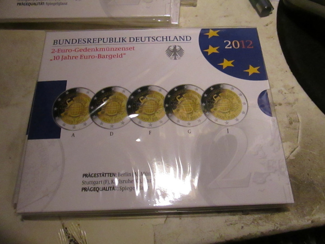 2012 Saksa  2 € Euro 10 vuotta ADFGJ PROOF