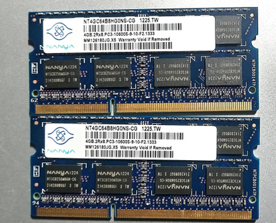 DDR 3 sodim muistit 2x4 Gb 10600s