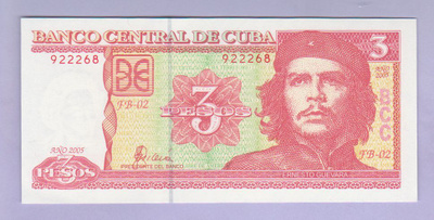 Kuuba 3 Pesos v.2005 UNC P-127 (Che Guevara)