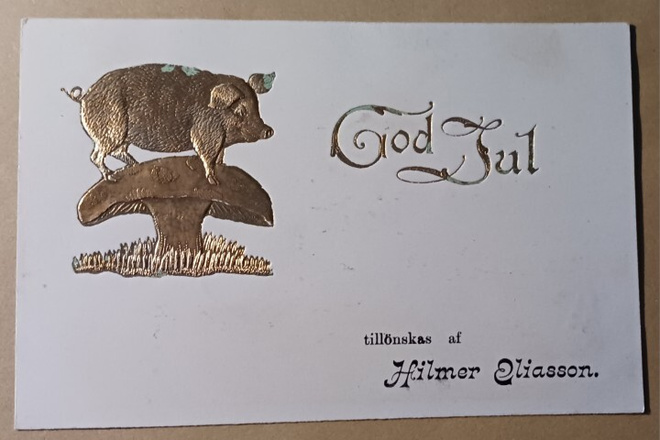 Kultainen porsas kultaisella sienellä, henk.koht. pain. 1909