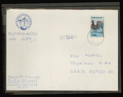 1977 5mk viirikukko postiennakkokirje 1981
