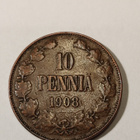 * 10  penniä * 1908 *  Copper/Kupari *1+ - pikkukuva 1
