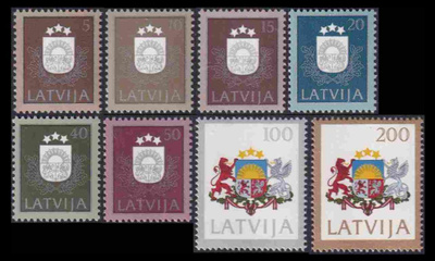Latvia 305-12 ** Käyttösarja vaakuna (1991)