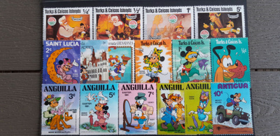 Walt Disney Postimerkkejä ** 16 kpl