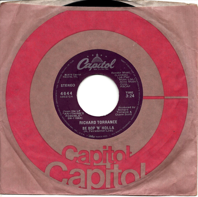 RICHARD TORRANCE: Be Bop 'N' Holla / Let's Call It A Nig  7"