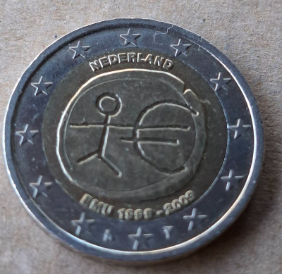 2 € Nederland Alankomaat Hollanti EMU 10 vuotta 2009