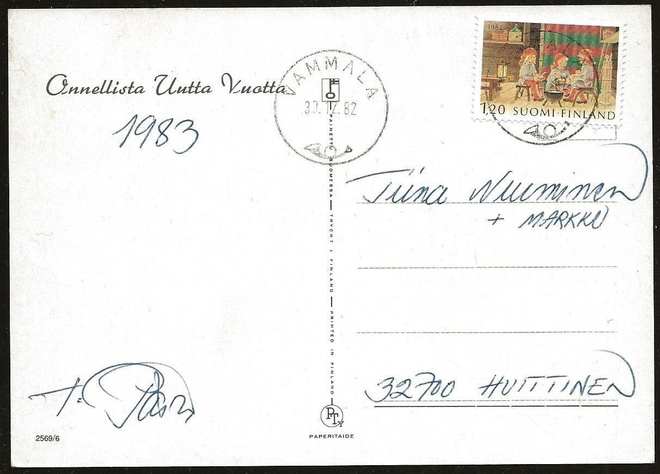Joulupostimerkki 1,20mk (1982) Vammala kortilla kaunis