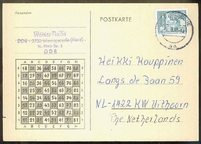DDR Mi 2521 shakkikortti Hollantiin