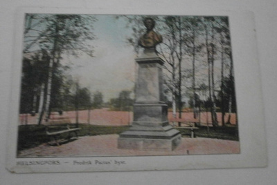 Helsinki, Kaisaniemi, Fredrik Paciuksen patsas, väripk, ei p