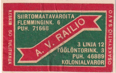 Helsinki, A. V. Railio, ,  Osakeyhtiö Savo  s3