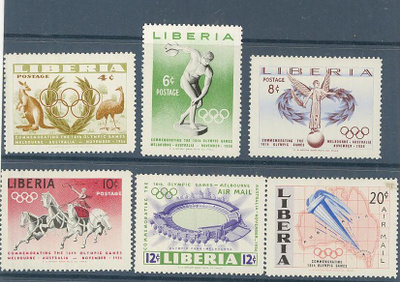 Olympia 1956 Melbourne - Liberia 6 merkkiä +