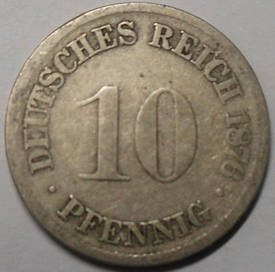 Saksa. 10 pfennig 1876F.