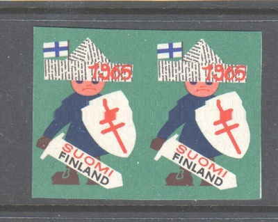 1965  Tub joulumerkki hammastamaton pari postituoreena.