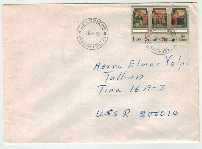 1992 Eurooppa 1,50 mk loistoleimainen kirje Viroon
