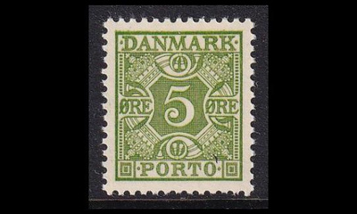 Tanska PORTO_27 ** 5 öre vihreä ruututausta (1934)