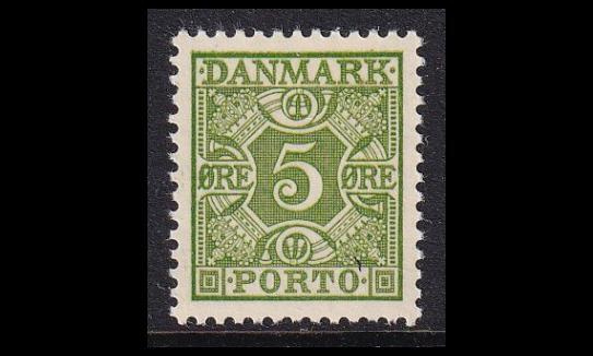 Tanska PORTO_27 ** 5 öre vihreä ruututausta (1934)