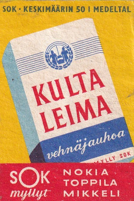 Kultaleima vehnäjauhoa,  SOK.  Nokia, Toppila. Mikkeli   s54