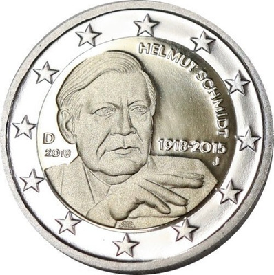 ** SAKSA 2€ 2018 Helmut Schmidt pillerissä **