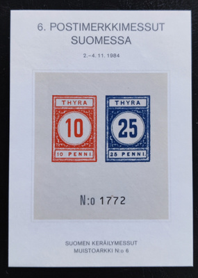 1984 6. Postimerkkimessut Suomessa - numeroitu muistoarkki