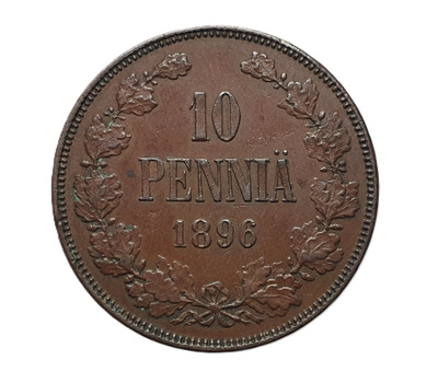 10 Penniä 1896 Variantti 1.2 HIENO!! 9 ja 6 vinossa oikealle
