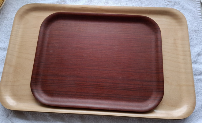 4 x BACKMAN KOIVU VANERI TARJOTIN MADE IN FINLAND + 1 teak