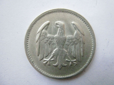 Saksa Weimar 1 mark 1925 D hopeaa