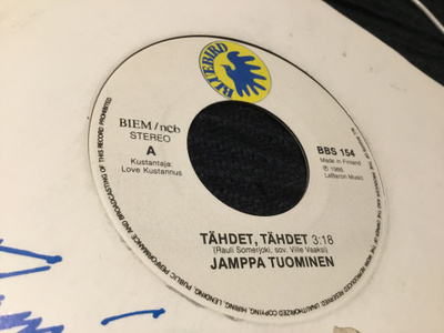 Jamppa Tuominen Tähdet tähdet single 1986 Bluebird