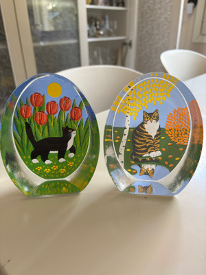 Iittala / Martti Lehto lasikortit, kissat (2 kpl)