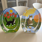 Iittala / Martti Lehto lasikortit, kissat (2 kpl) - pikkukuva 1