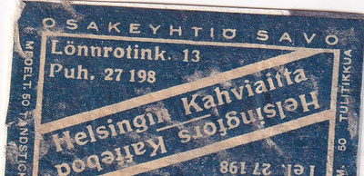 Helsinki, Helsingin Kahviaitta , Osakeyhtiö Savo     b552