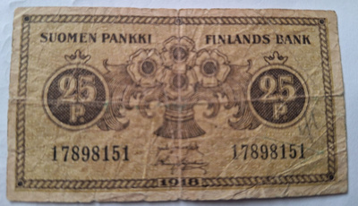 25 penniä 1918.