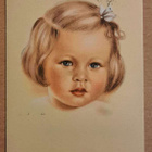 lapsi, tytön kasvokuva, kortti kulkenut 1948 - pikkukuva 1