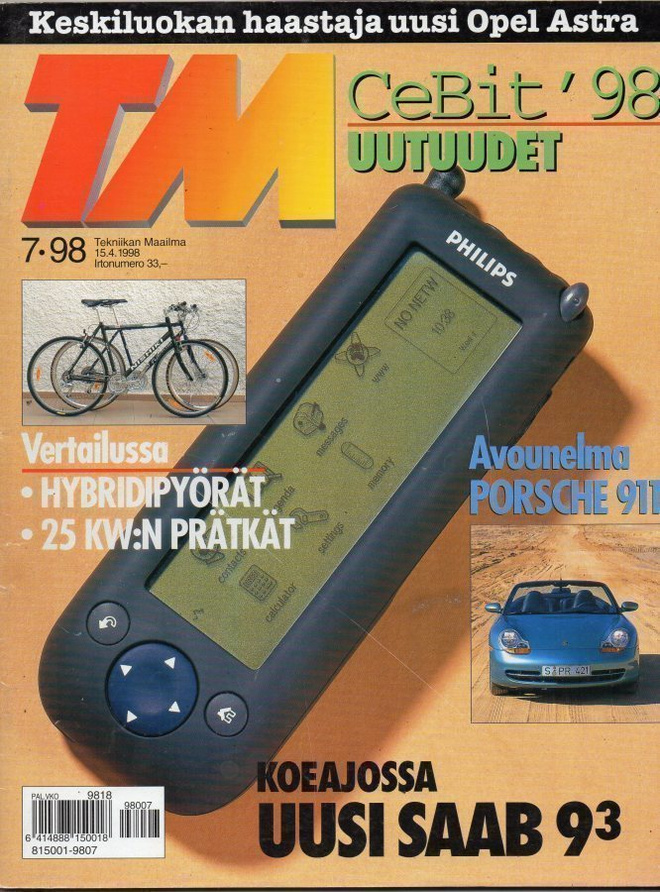 Tekniikan Maailma n:o 7 1998 Hybridipyörät. Cebit'98. Opel A