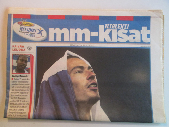 MM-KISAT 2005 HELSINKI ILTALEHTI URHEILULIITE TOMMI EVILÄ