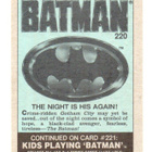 Purkkakuva BATMAN n:o 220 1989 n:o 220 THE NIGHT HIS AGAIN! - pikkukuva 2