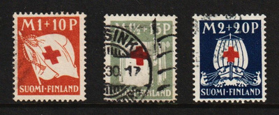 1930 Punaisen Ristin merkkisarja leimattuna