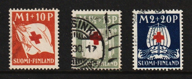 1930 Punaisen Ristin merkkisarja leimattuna