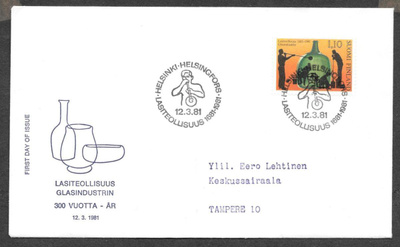 Lasiteollisuus 300v 1991 FDC (LAPE 877)