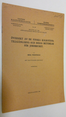Benj. Frosterus : Översikt av de finska kalkstens-tillgån...