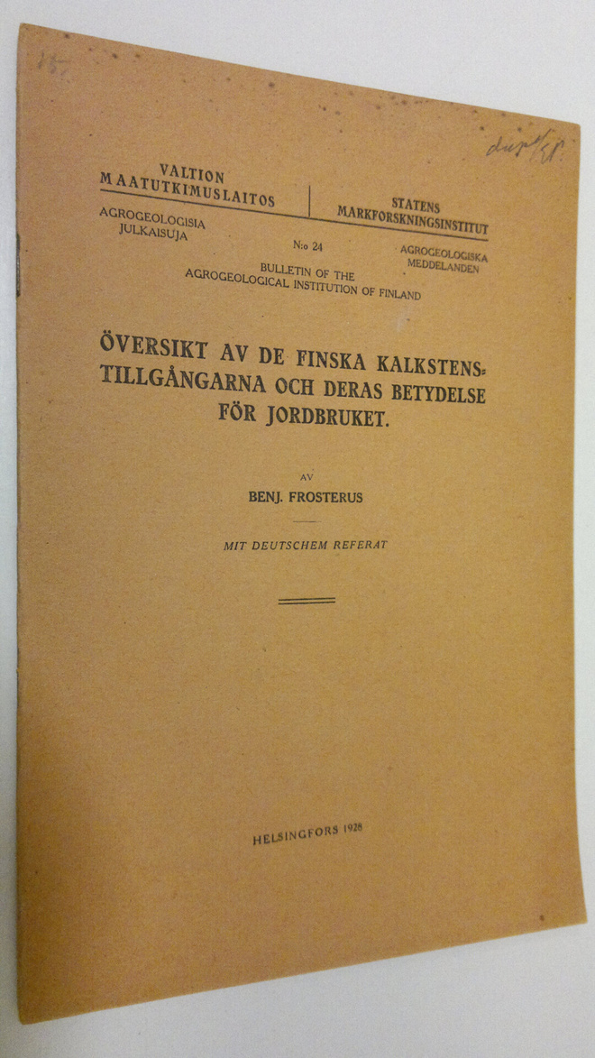 Benj. Frosterus : Översikt av de finska kalkstens-tillgån...