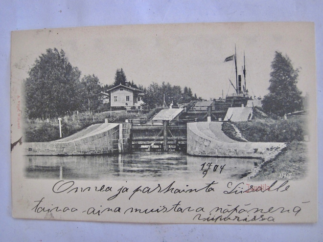 VANHA Postikortti Saimaan Kanava Juustila 1904