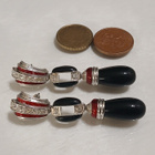 vintage Cabochon korvakorut emaloitu silver plated - pikkukuva 4