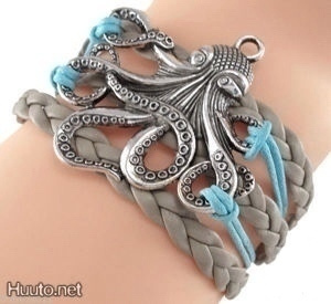 630  .. Retro Silver Big Octopus Euroopan .. Rannekoru