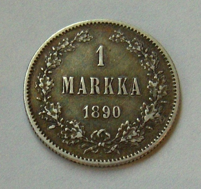 1890 1 markka Aleksanteri III kauniisti patinoitunut