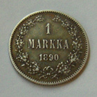1890 1 markka Aleksanteri III kauniisti patinoitunut - pikkukuva 1