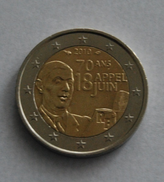 2 Euro Ranska 2010 Kenraali Charles de Gaullen