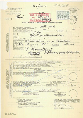 1953 Hamina tiedustelulomakkeella tiedustelumaksuna