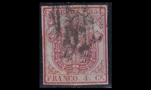 Espanja 25z o Vaakuna 4 Cs ohut sinertävä pap (1854)